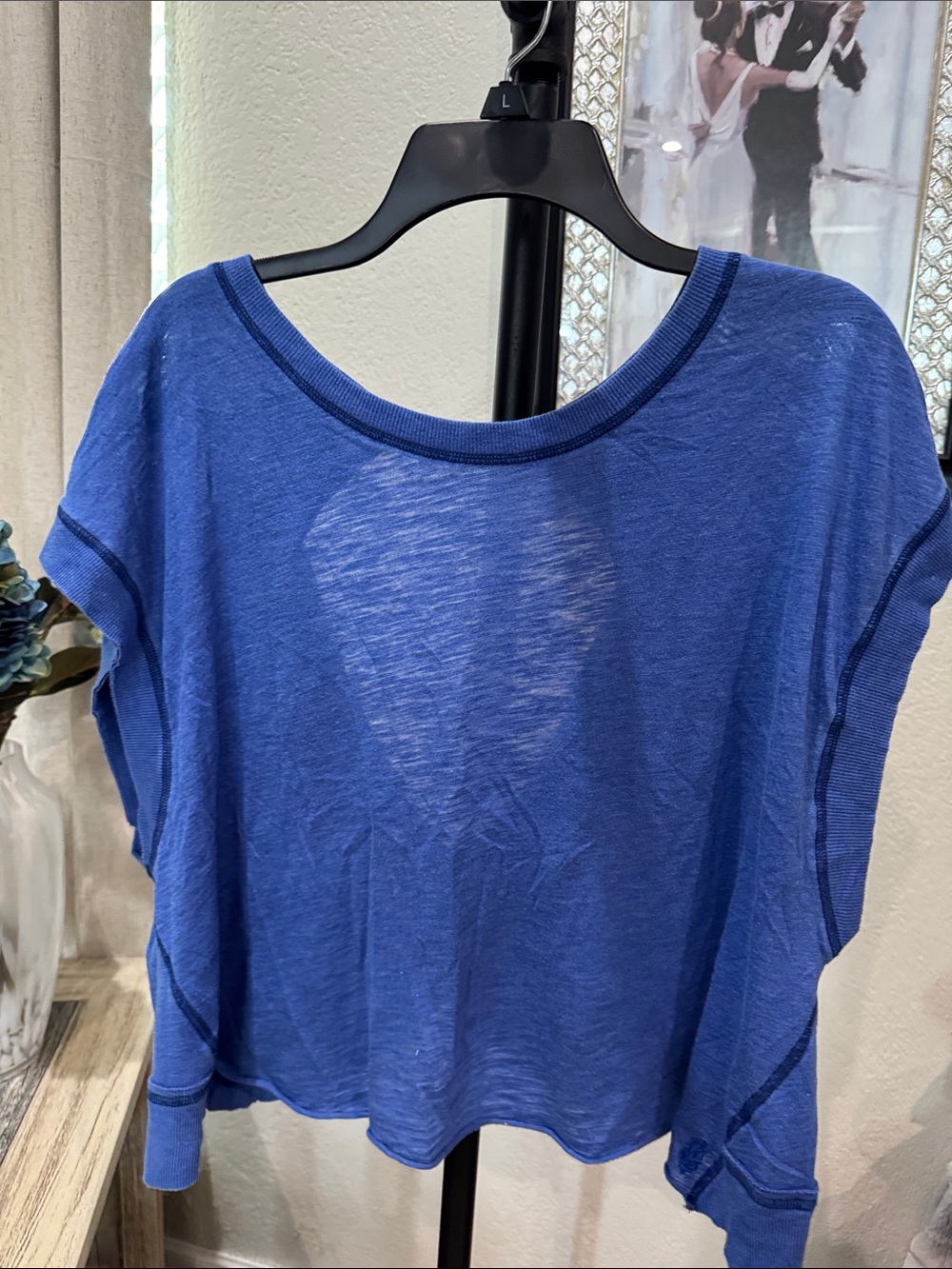 FP Movement by Free People Royal Blue Cropped Slub Knit Top